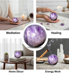 Jet International amethyst sphere supports chakra balance and spiritual awareness