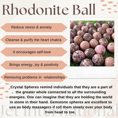 Jet International Rhodonite Sphere enhances heart chakra alignment and inner calm.