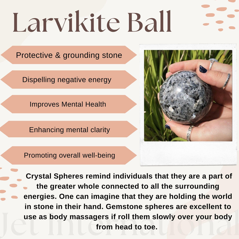 Jet International Larvikite ball during meditation session for focus