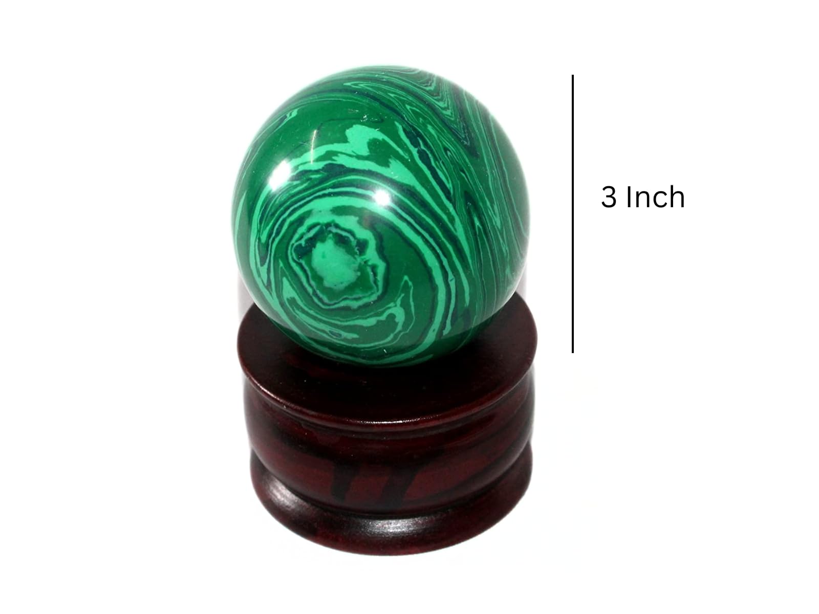 Jet International handcrafted malachite sphere highlighting artisanal precision and energy