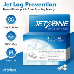JetZone two-pack blister provides portable relief for jet lag symptoms.