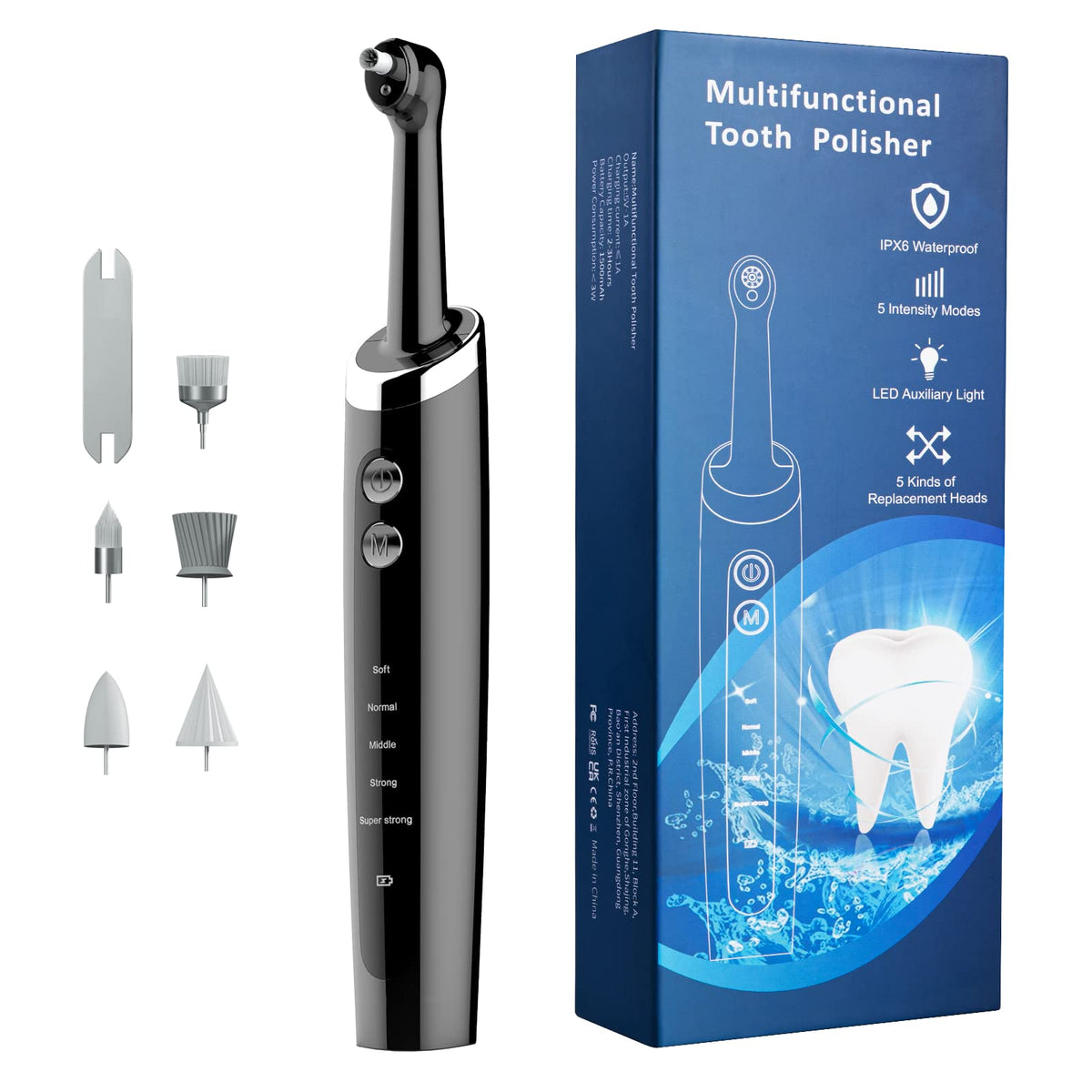 Jeyoe Tooth Polisher rechargeable with LED light for at-home care.