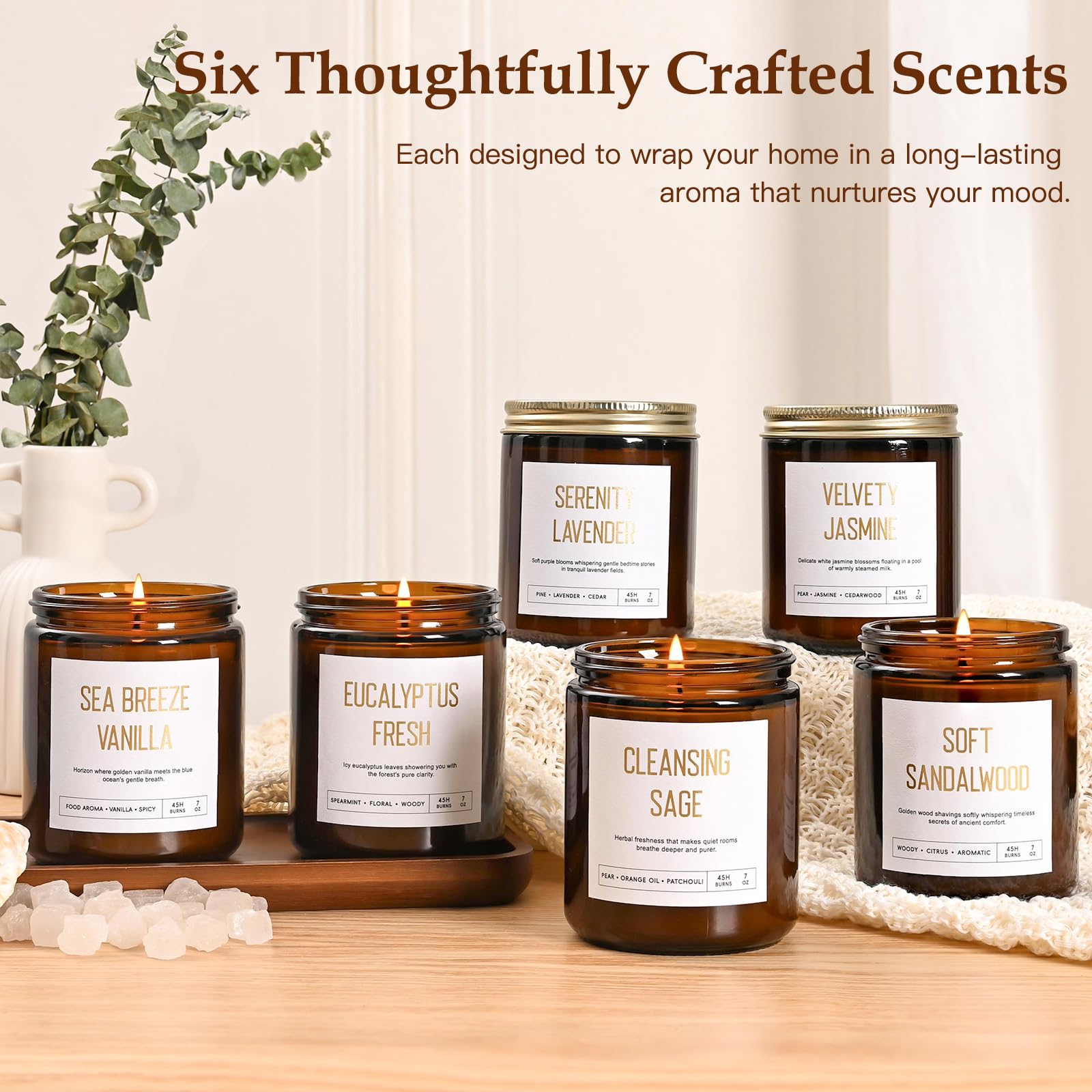 JGXLQ Cleansing Sage candle in a glass jar for a crisp atmosphere.