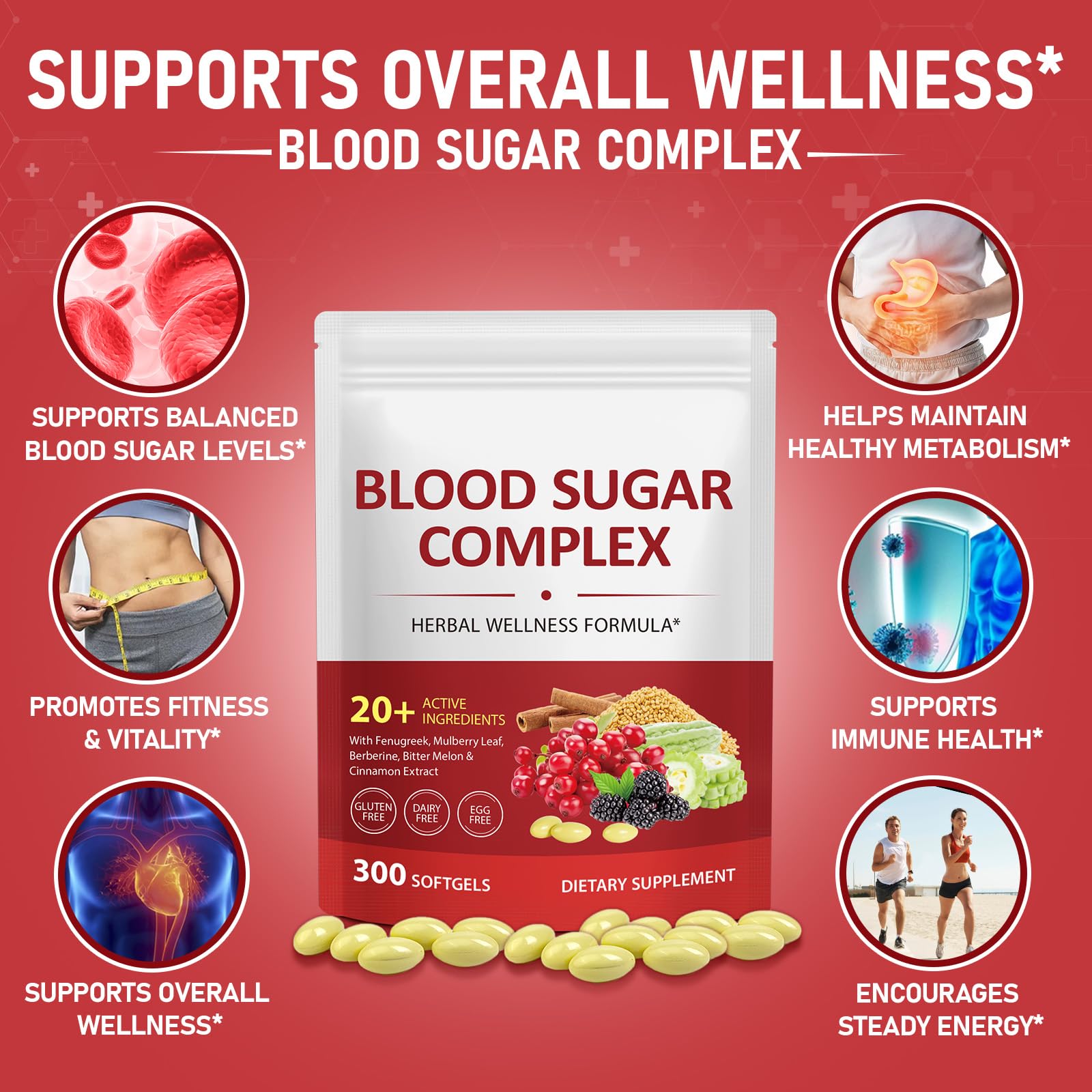 J&amp;H Blood Sugar Complex bottle front with clear label.