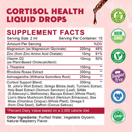 JIANKYTZ Cortisol Drops poured into a glass for quick mix-in.