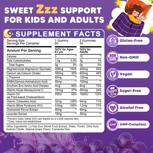 JIANKYTZ grape-flavored magnesium gummies for relaxing evenings and better sleep.