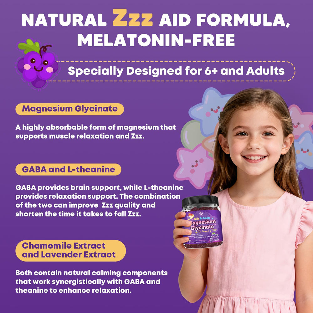 JIANKYTZ magnesium gummies with L-Theanine and GABA support calm focus and relaxation.