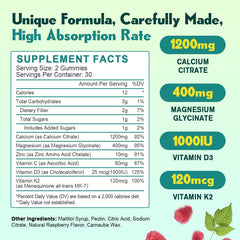 JIANKYTZ raspberry-flavored calcium citrate gummies close-up for tasty daily support