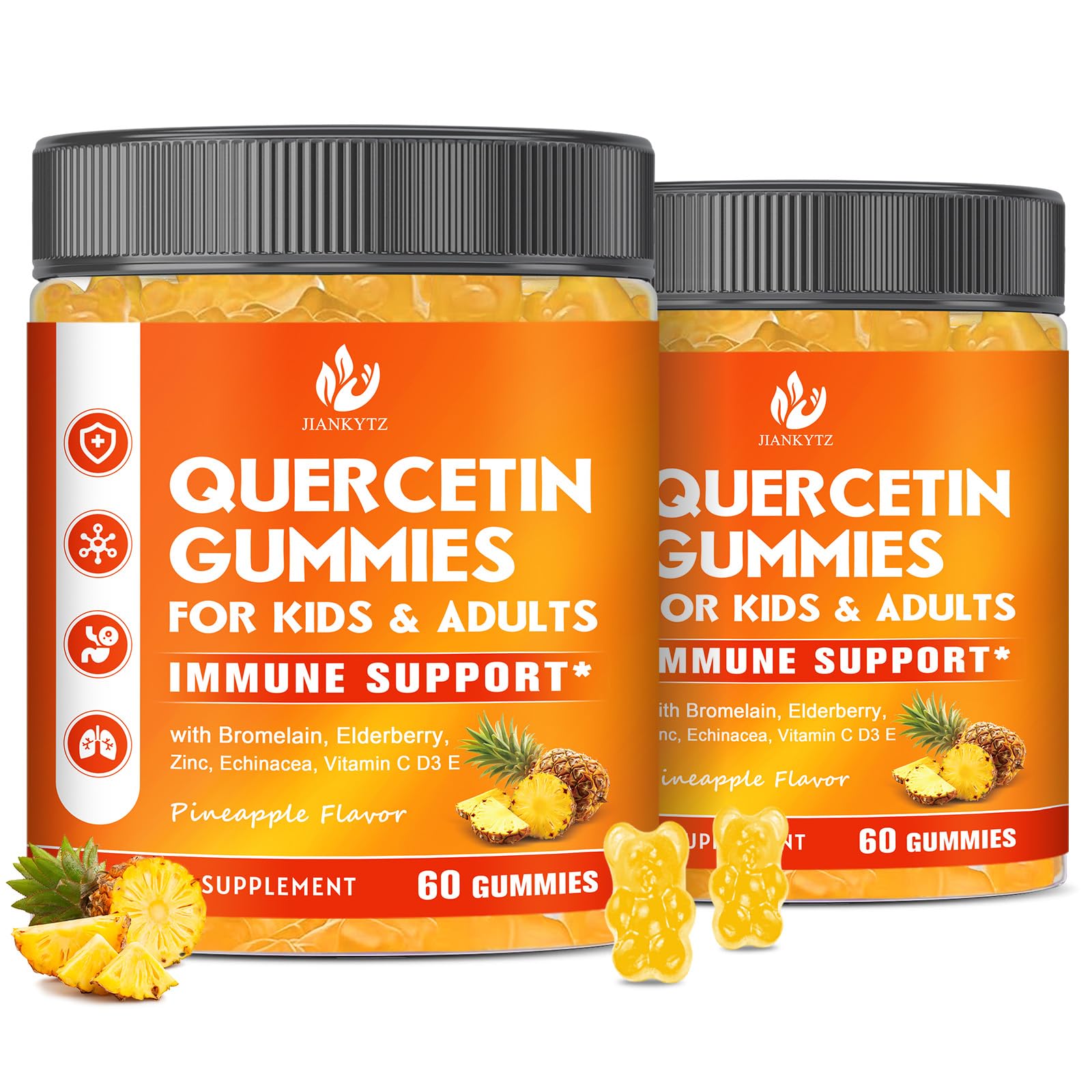 JIANKYTZ sugar-free quercetin bromelain bottle front for daily immune support.