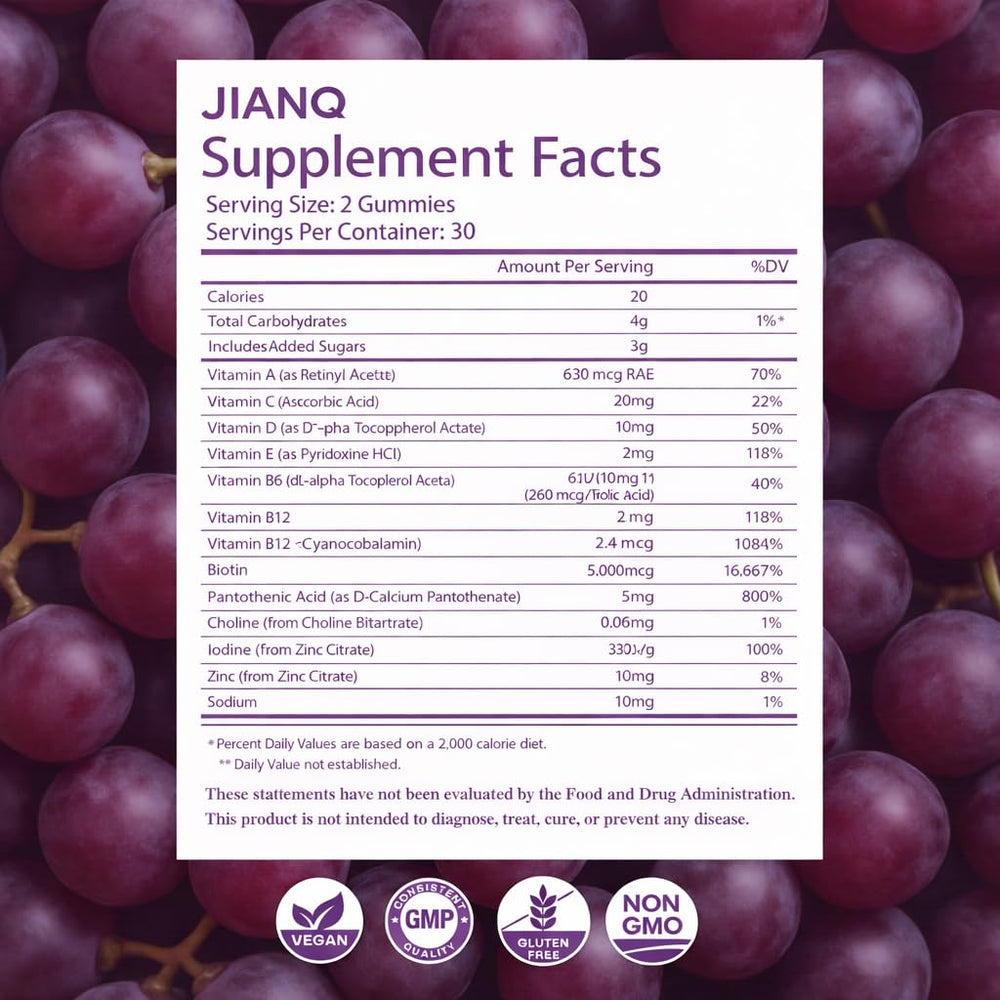 Daily-use JianQ Biotin Gummies for hair, skin, and nails routine.