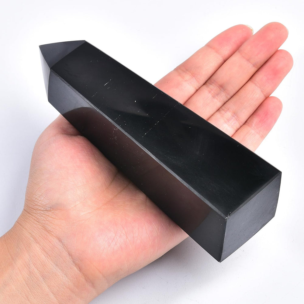 JIC Gem black obsidian tower for energy cleansing and protective ambiance.