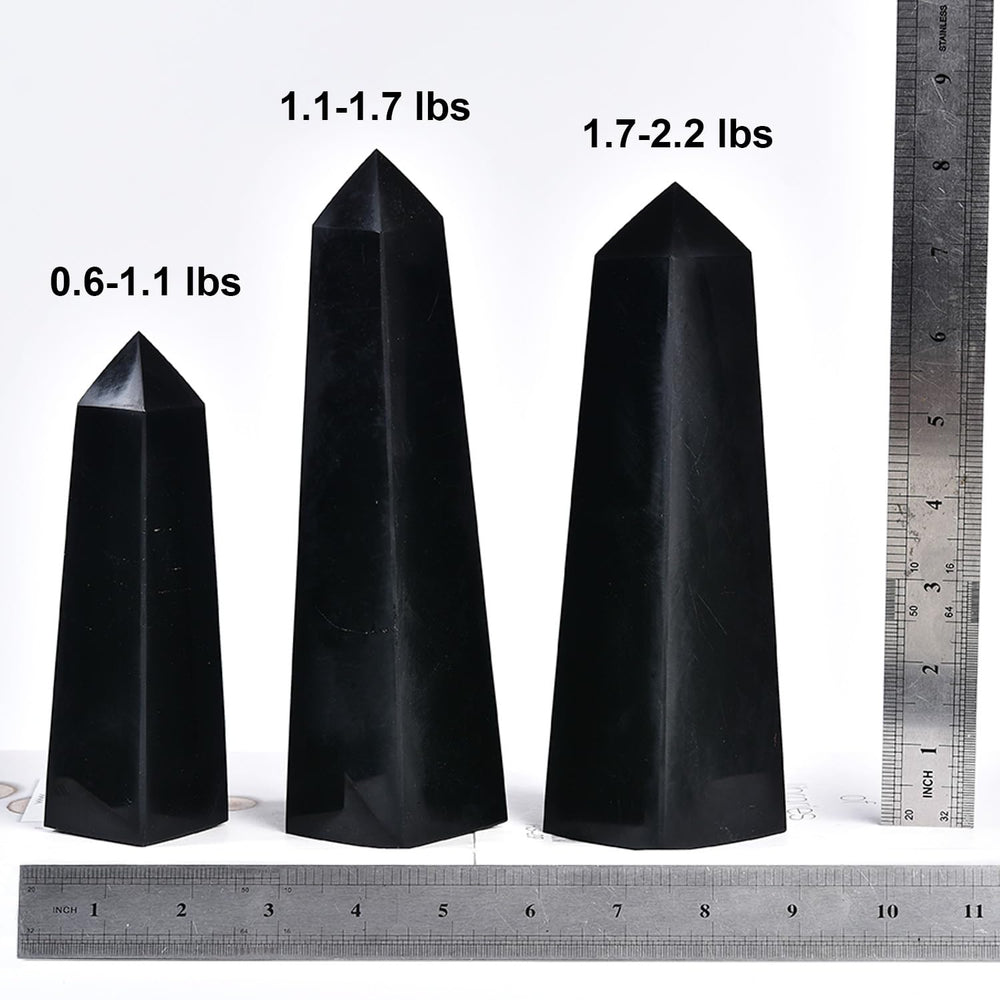 JIC Gem black obsidian wand four facets enhances meditation focus.