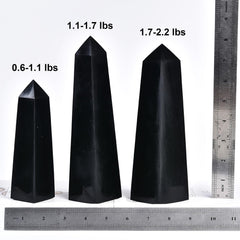 JIC Gem black obsidian wand four facets enhances meditation focus.