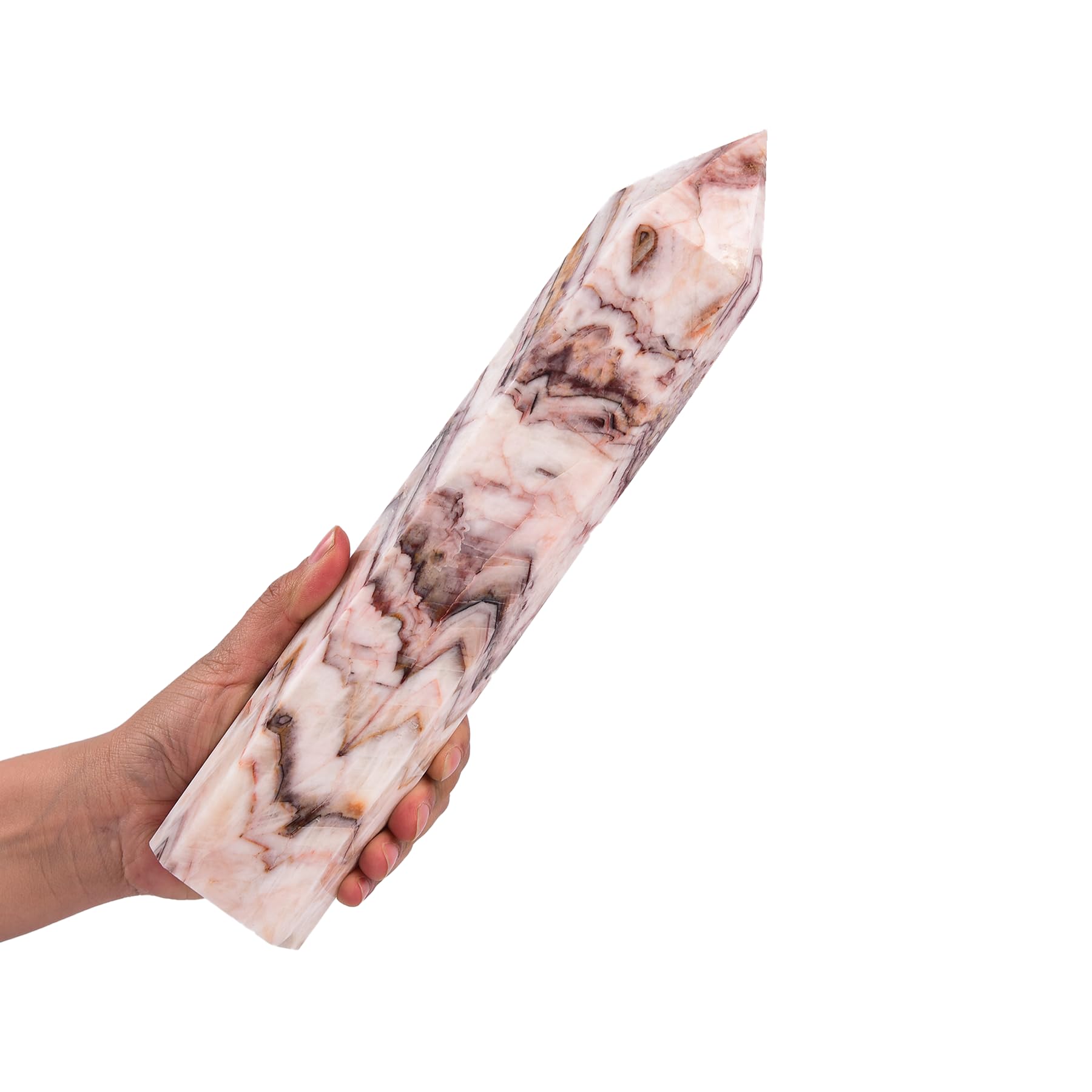 JIC Gem extra large quartz crystal obelisk tower, ideal for meditation and energy focus.