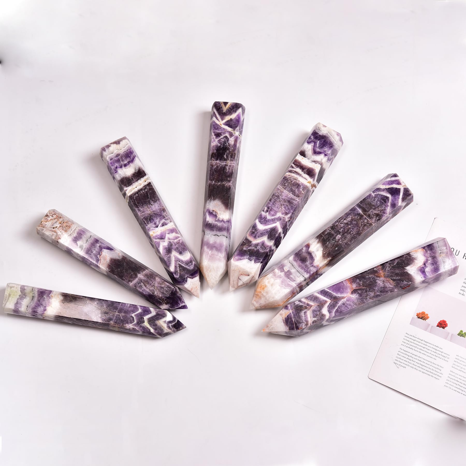 JIC Gem natural chevron amethyst crystal tower decor and energy focus