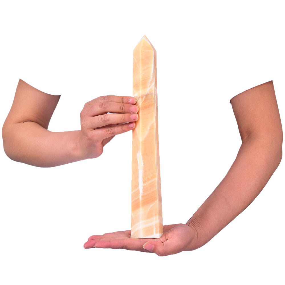 JIC Gem yellow calcite tower closeup reveals natural texture and glow
