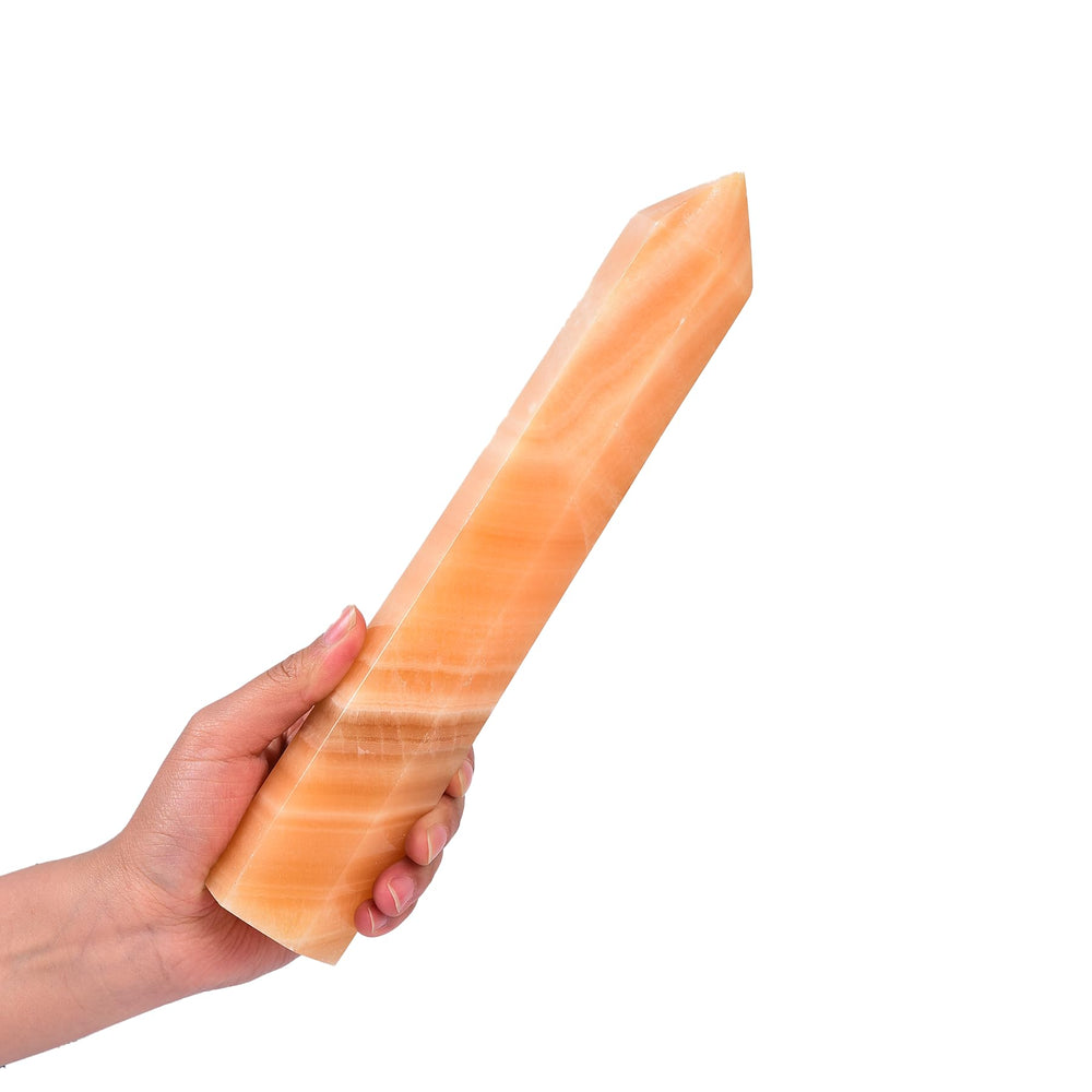 JIC Gem yellow calcite tower full view for calming meditation ambience