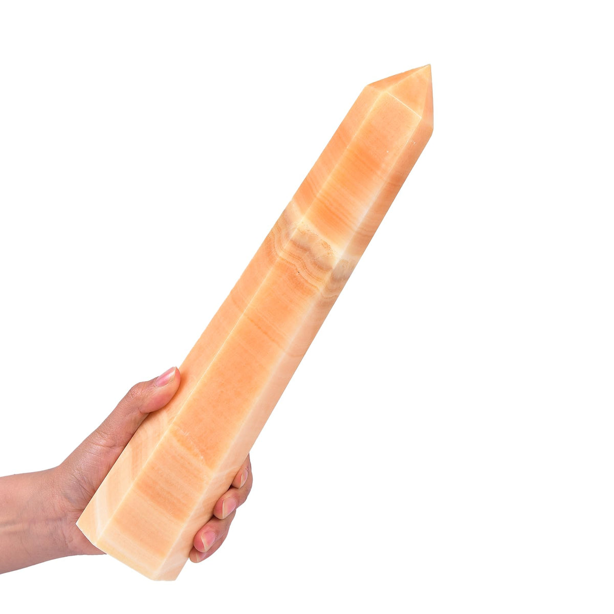 JIC Gem yellow calcite wand front view showing warm tone ideal for meditation.