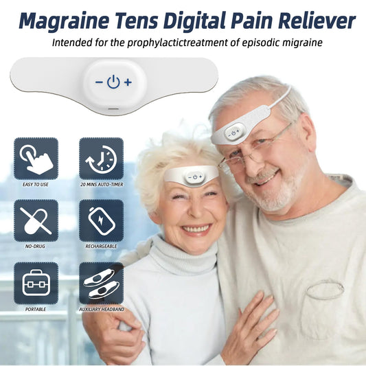 JICHAMOXY migraine relief headband delivers non-invasive TENS therapy for quick comfort.