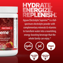 Jigsaw Electrolyte Supreme dissolving powder shows quick solubility