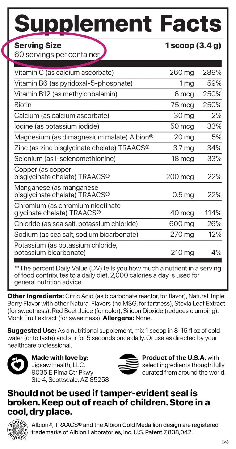 Jigsaw Electrolyte Supreme jar front label highlighting full spectrum minerals.