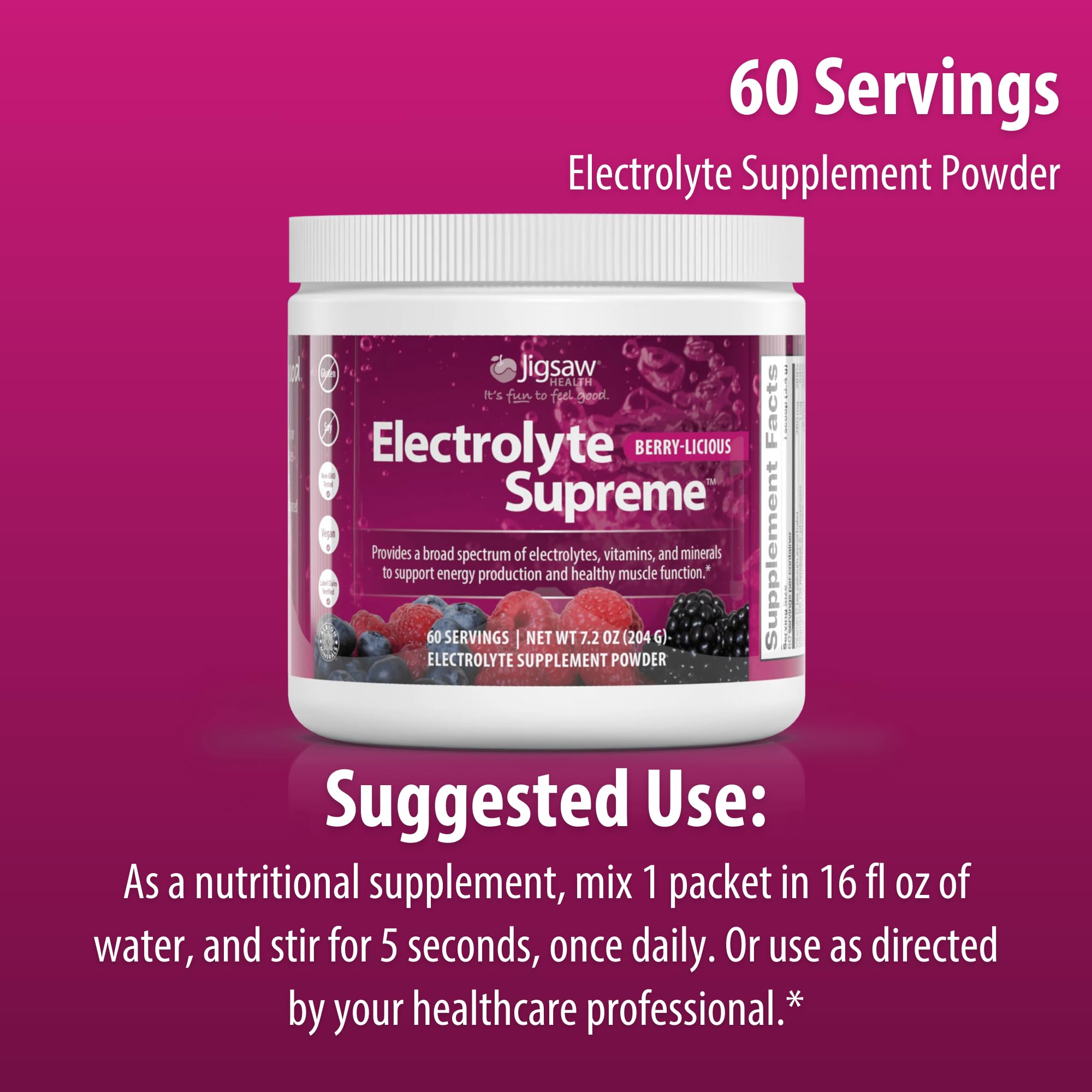 Jigsaw Electrolyte Supreme bottle with keto-friendly, sugar-free hydration option.
