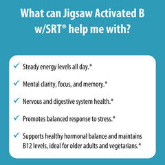 Close-up of Jigsaw Health Activated B w/SRT highlighting nervous system support.
