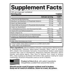 Close-up of Jigsaw Health Activated B w/SRT tablets showing active vitamins.
