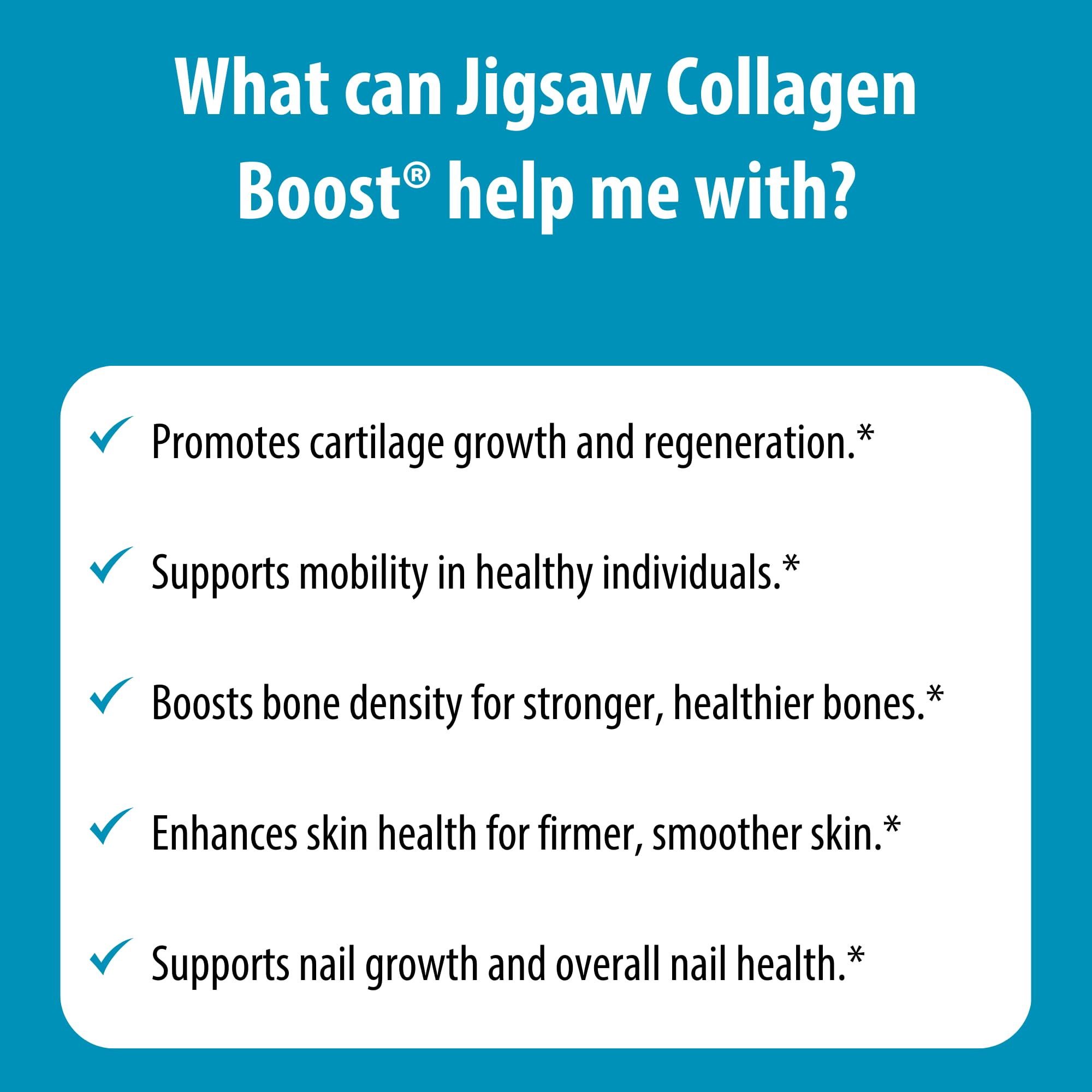 Jigsaw Health Collagen Boost skin-hair-glow captures potential beauty benefits.
