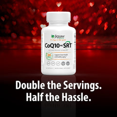 Jigsaw Health CoQ10 w/SRT capsules ready for daily supplementation.
