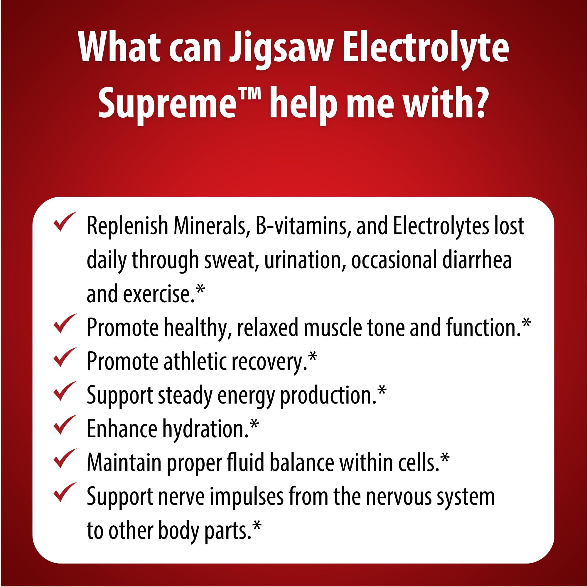 Product packaging highlights bioavailable minerals and vitamins from Jigsaw Health Electrolyte Supreme.