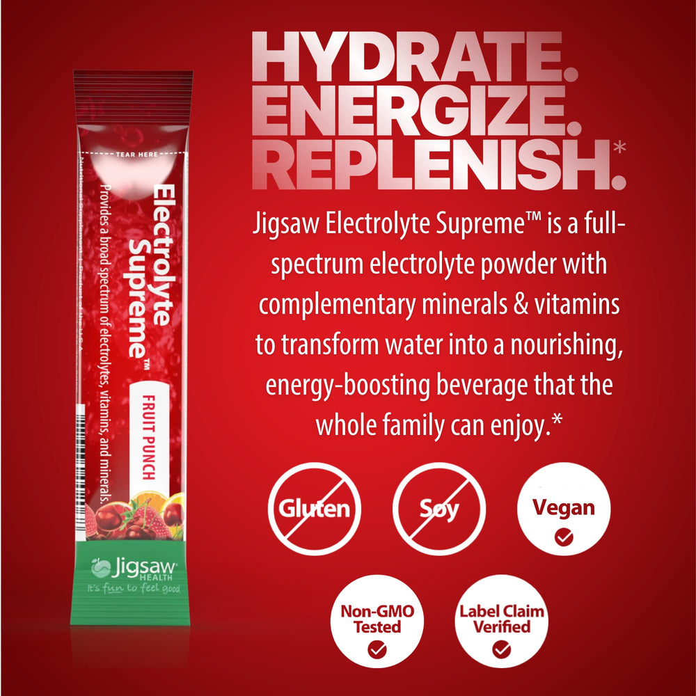 Jigsaw Health Electrolyte Supreme dispensing scoop helps measure accurate servings.