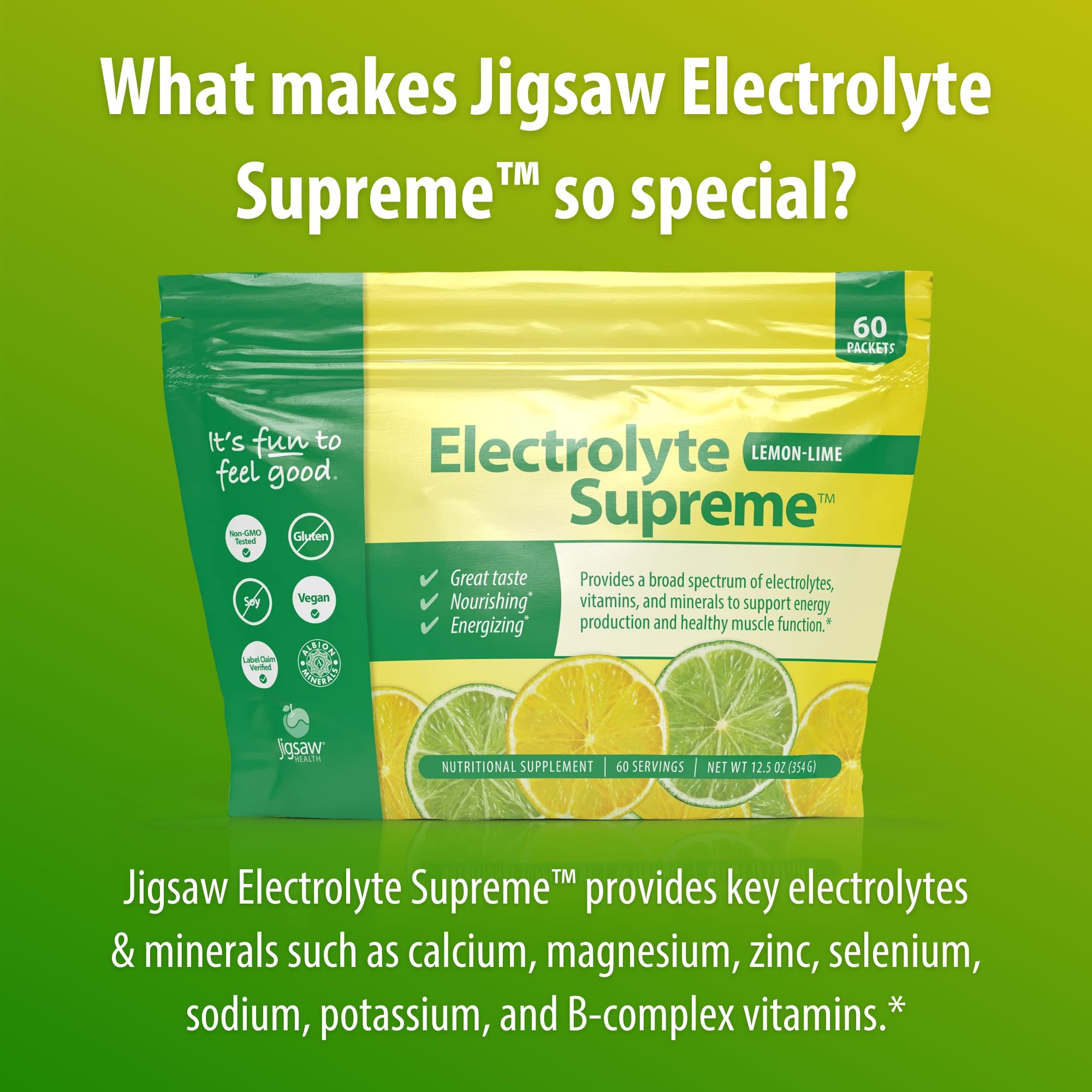 Kid-friendly flavor option from Jigsaw Health Electrolyte Supreme supports family hydration.