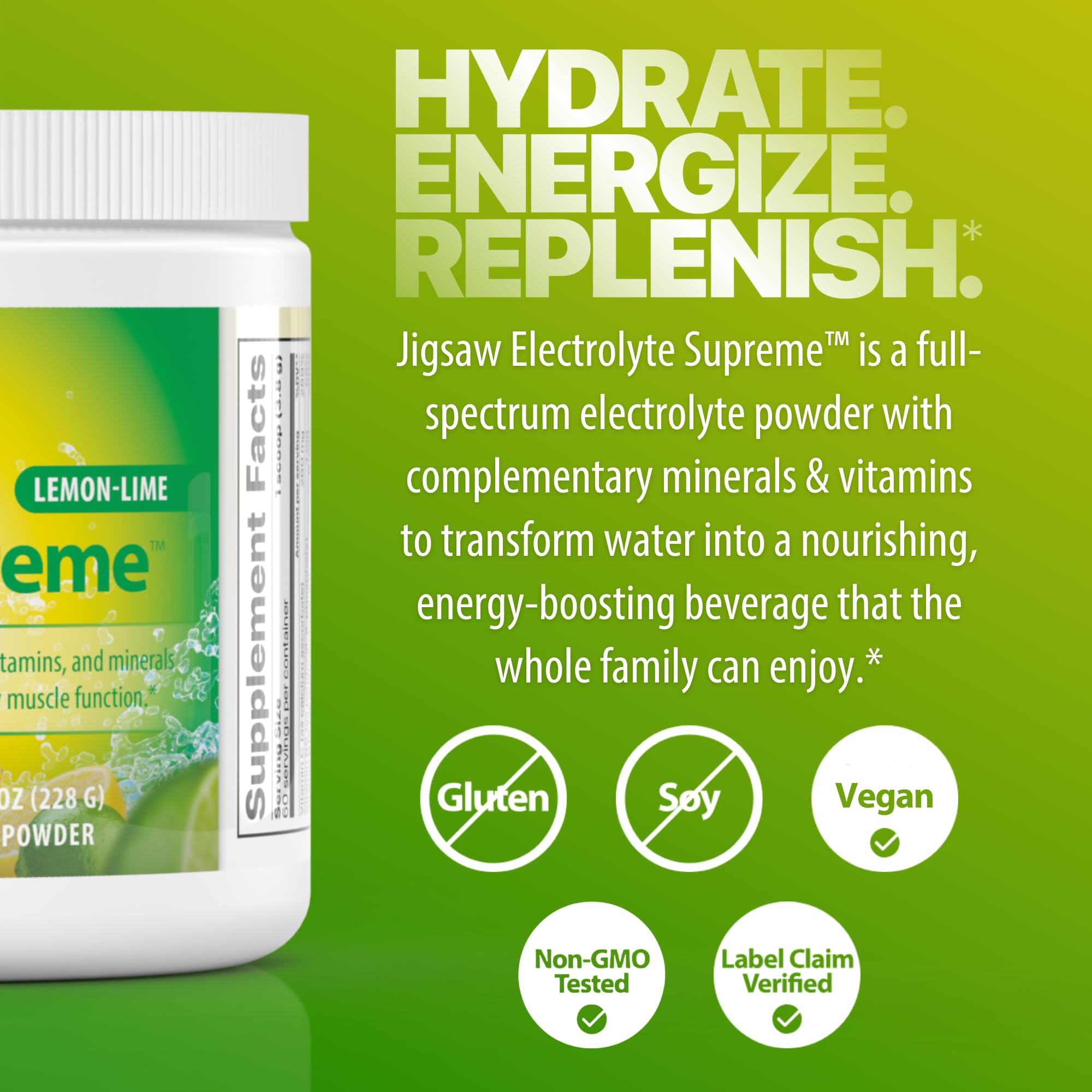 Jigsaw Health Electrolyte Supreme scoop showing powder texture for mixing.