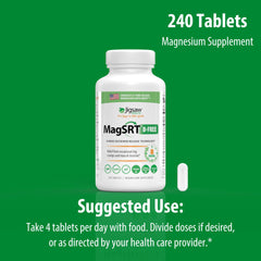 MagSRT bottle back label shows absence of B vitamins.