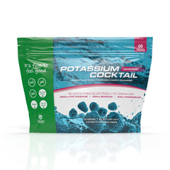 Jigsaw Health Potassium Cocktail blue raspberry packets for convenient electrolyte support during workouts.