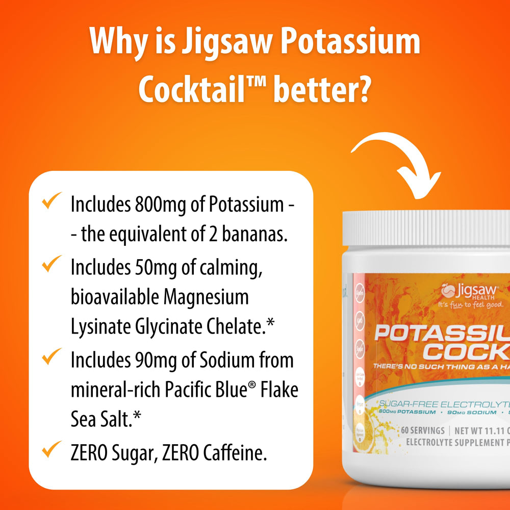 Jigsaw Health Potassium Cocktail orange morning routine beverage for balance.