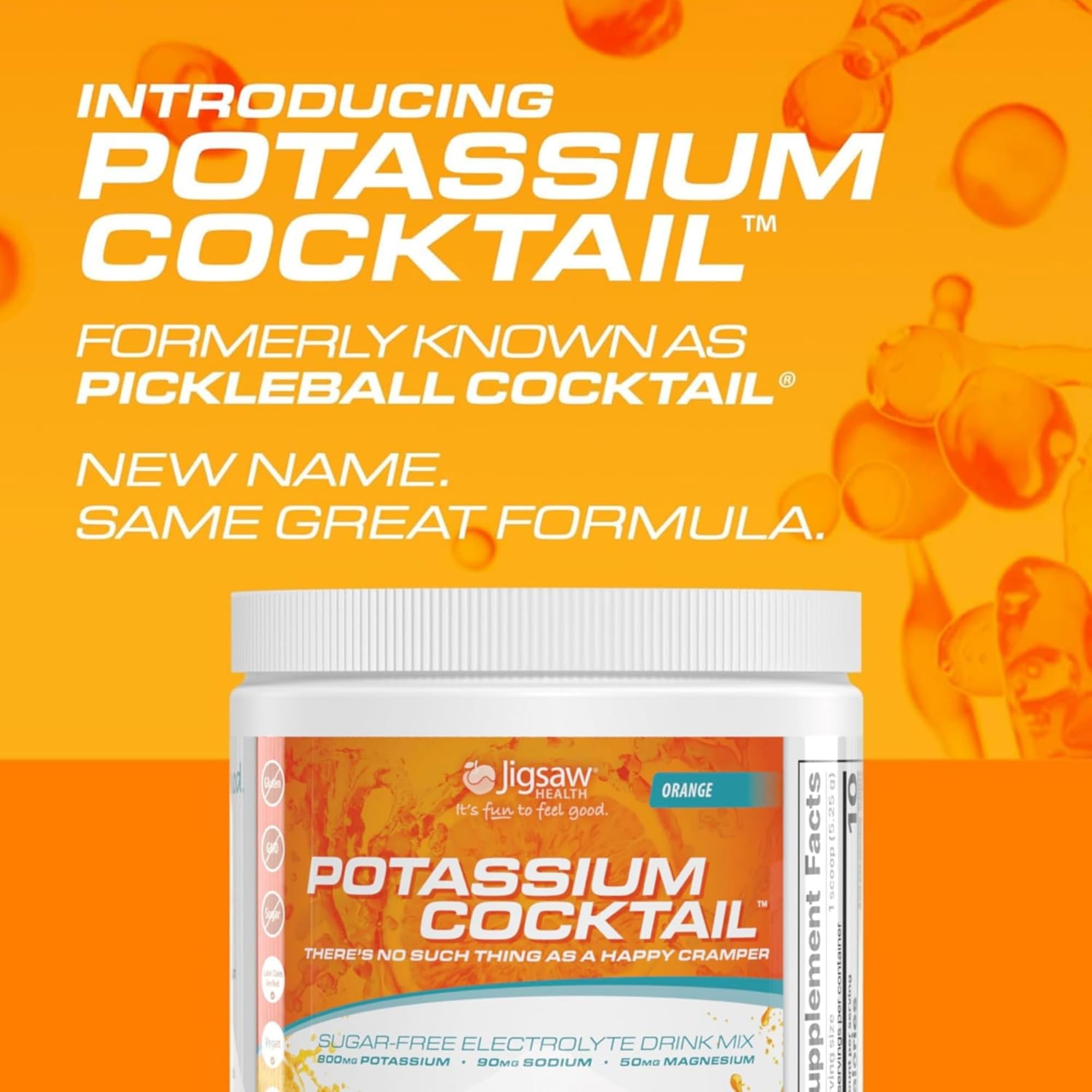 Jigsaw Health Potassium Cocktail orange serve glass ready-to-drink during activities.