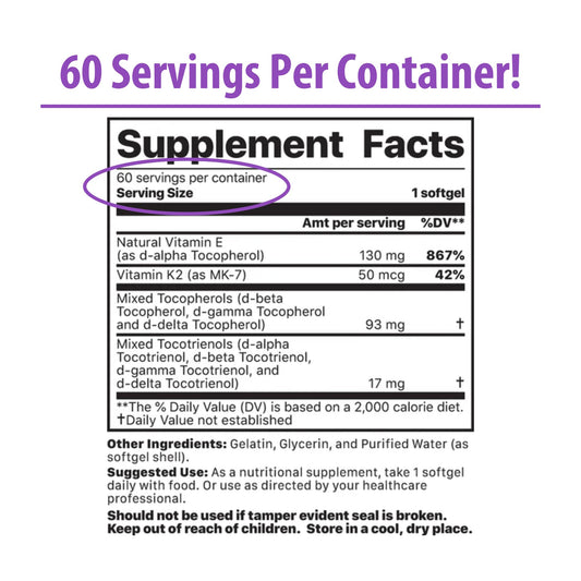 Jigsaw Health Vitamin K2 + E Complex bottle label closeup with MenaQ7