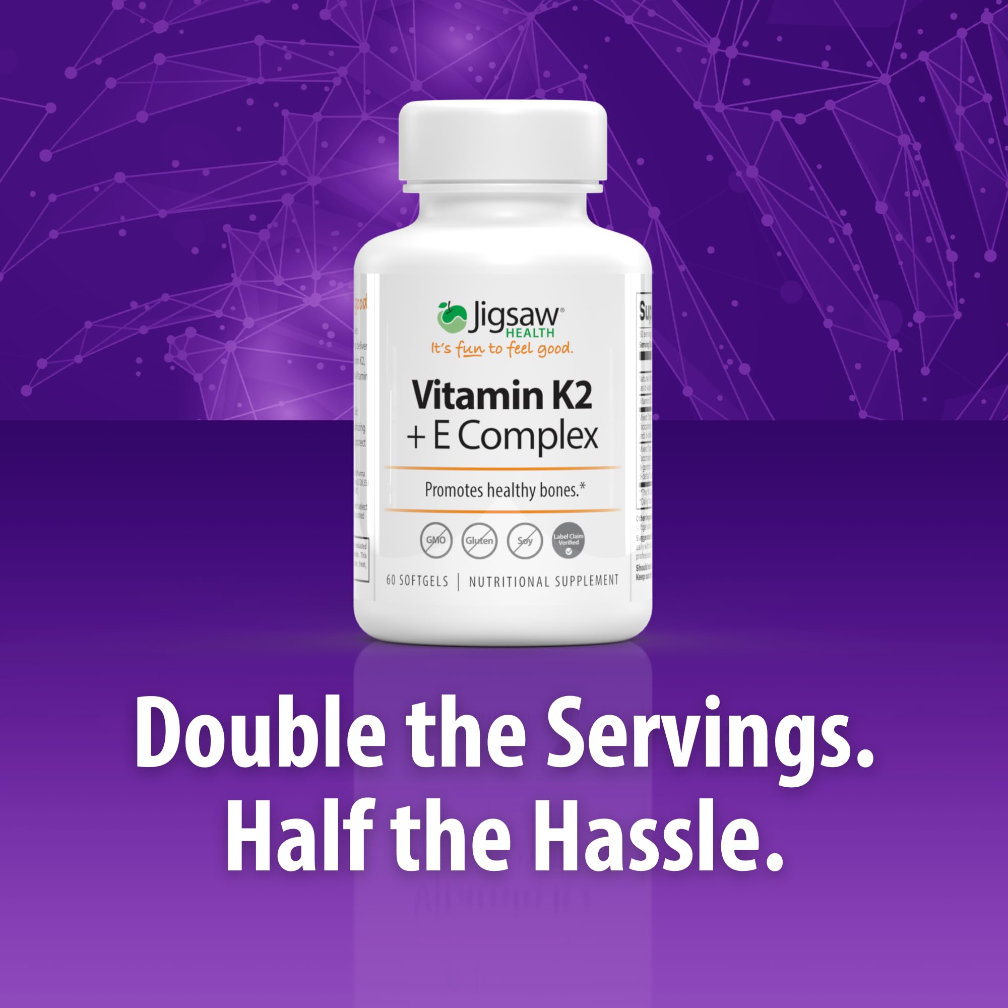 Jigsaw Health Vitamin K2 + E Complex softgels for daily use