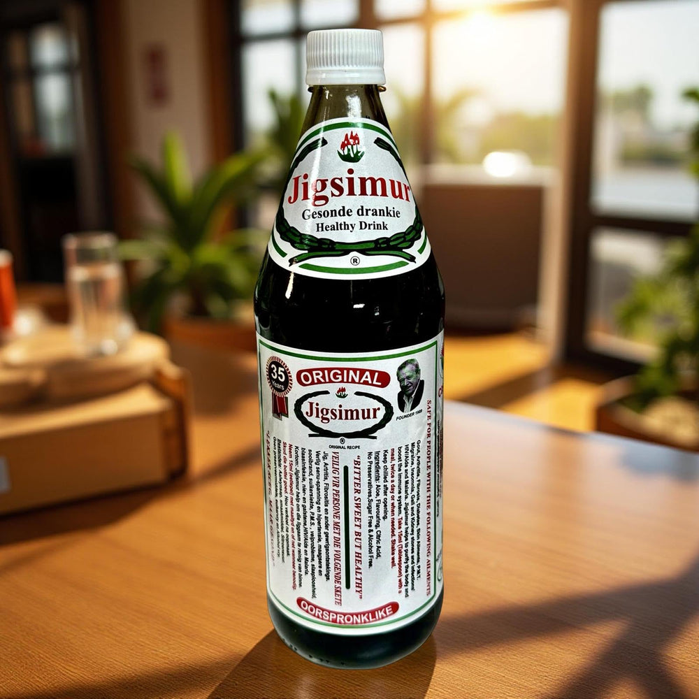 Jigsimur bottle label close-up emphasizing vitamins and minerals for daily wellness.