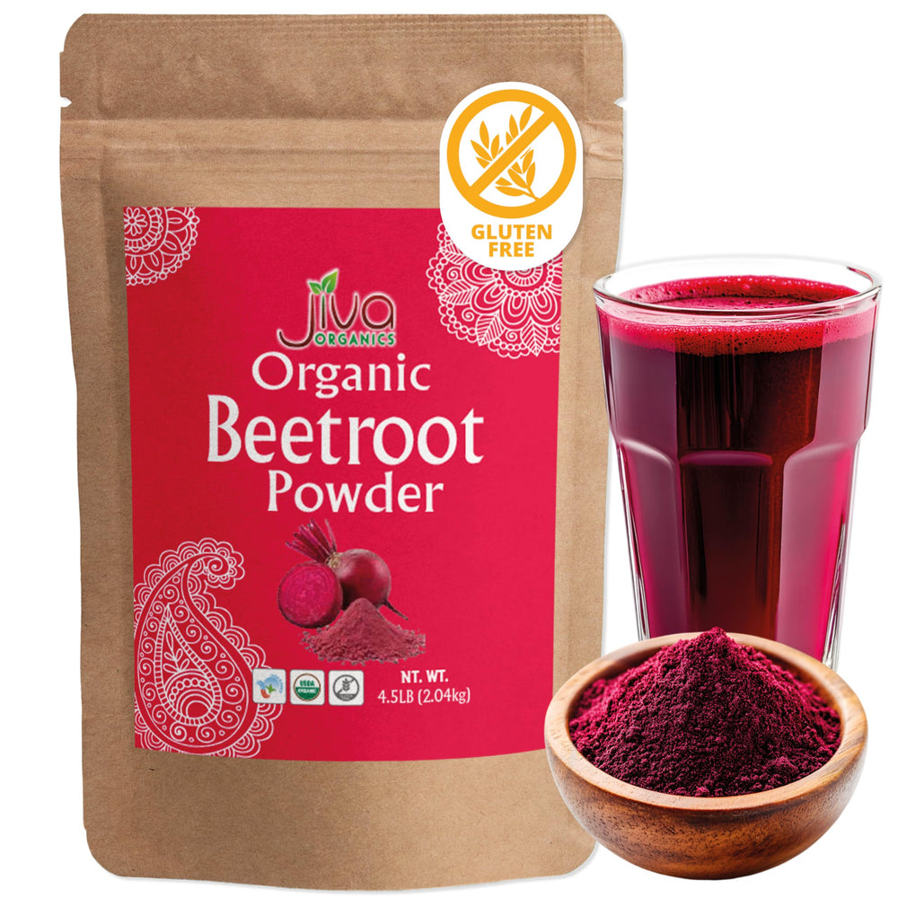 Jiva Organics Beet Root Powder bulk bag, premium organic quality for smoothies.