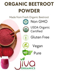 Jiva Organics Beet Root Powder texture close-up, fine powder ideal for baking.