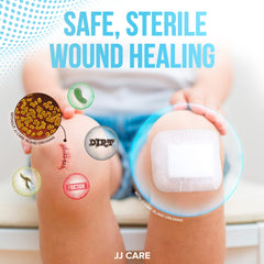JJ CARE bordered gauze 4x5-inch with non-stick center supports gentle dressing changes.