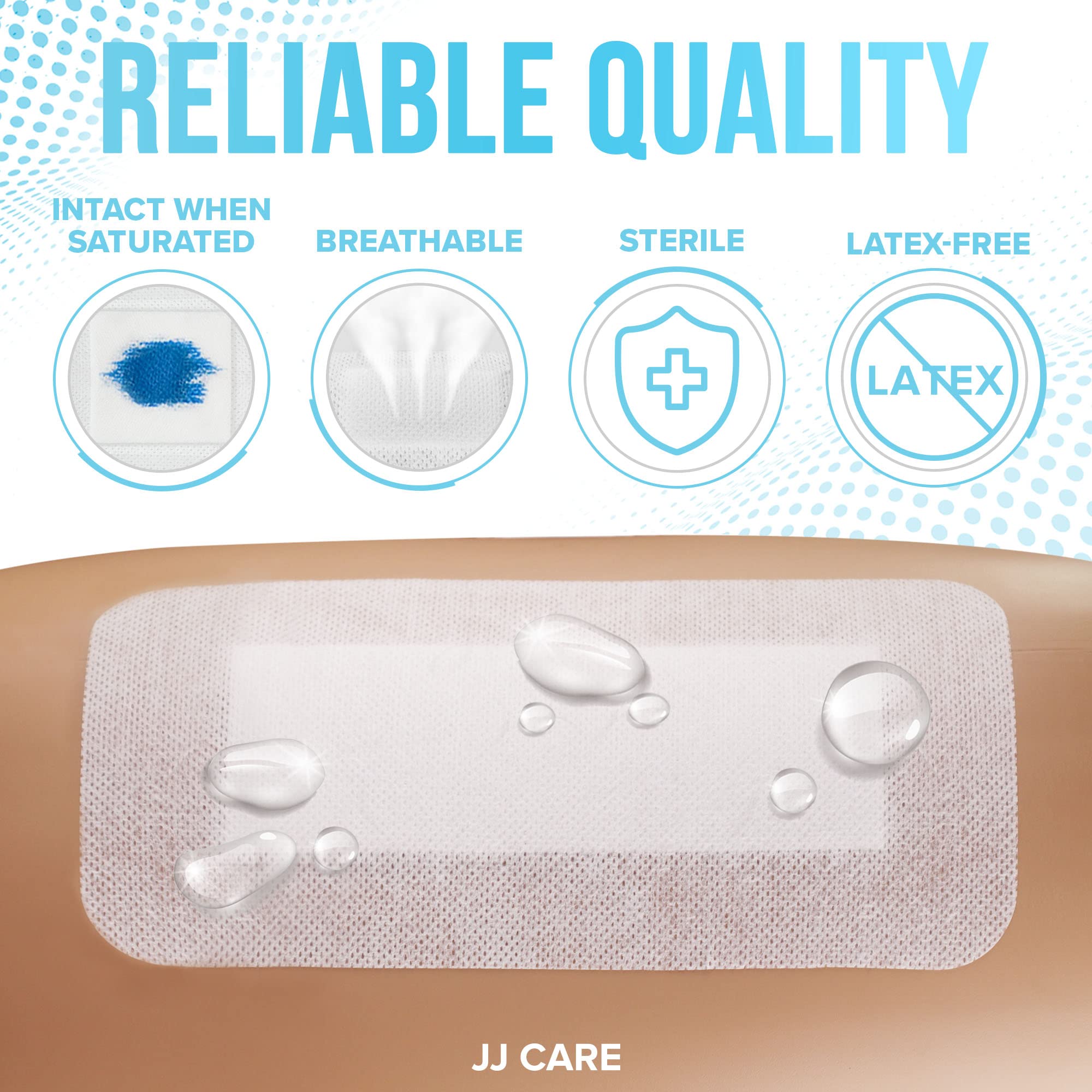JJ CARE breathable gauze dressing on skin for comfortable wear