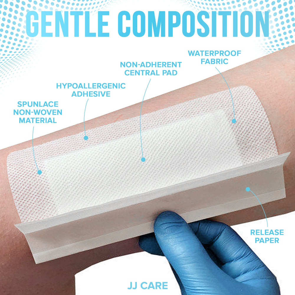 JJ CARE island dressing non-stick center pad enables gentle dressing changes