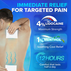 JJ CARE lidocaine patches on neck and shoulder area for tension relief