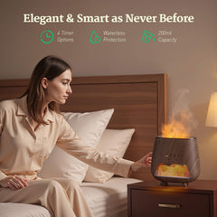 JJNJJN diffuser showing 9 color LED options for mood lighting.