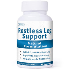 Jkrova Restless Legs Relief bottle promotes nighttime comfort and easy dosing.