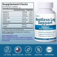 Close-up of Jkrova Restless Legs Relief capsules highlighting gentle, natural care.